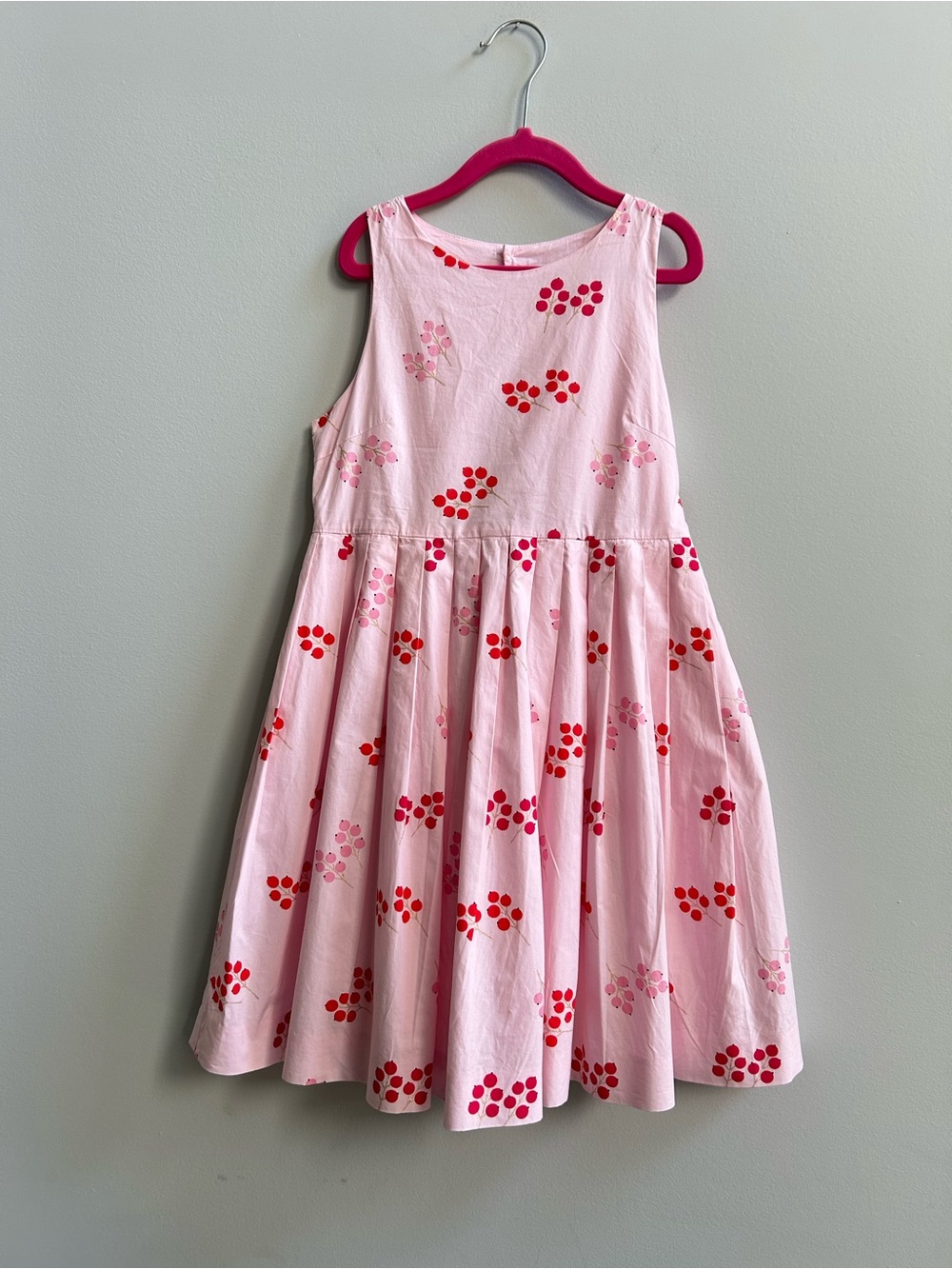 Jacadi Paris Girls’ Sleeveless Pink Floral Pleated Dress, Size 10A